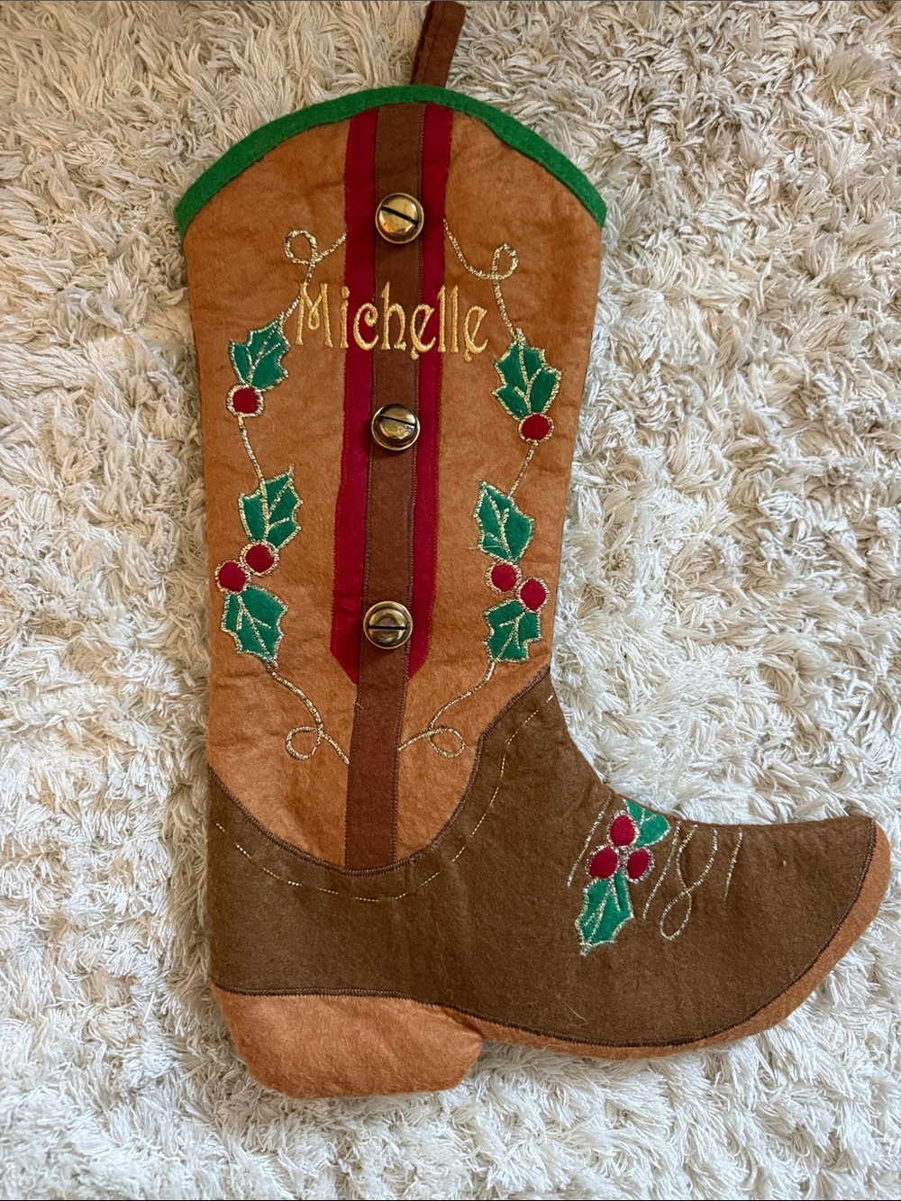 Personalized “Michelle” Cowboy Boot Stocking